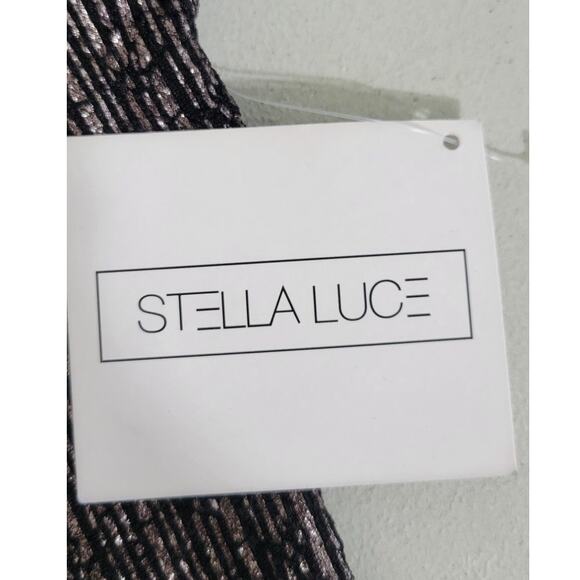 Stella Luce Dress Womens Medium Black Metallic Knee Length Sexy Bodycon Chic NWT - Picture 7 of 7